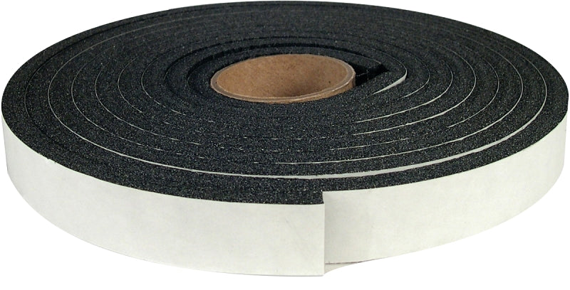 Climaloc CF12009 Foam Tape, 3/4 in W, 9.8 ft L, 1/4 in Thick, Polyethylene, Black