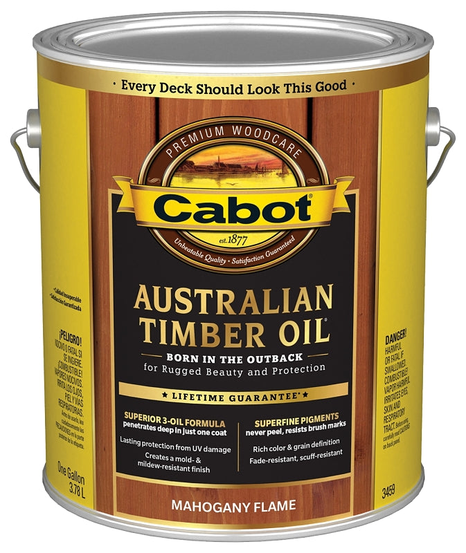 Cabot 140.0003459.007 Timber Oil, Flat, Mahogany Flame, 1 gal