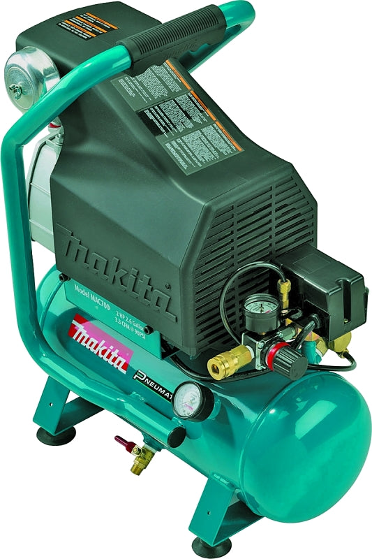 Makita Big Bore MAC700 Portable Electric Air Compressor, Tool Only, 2.6 gal Tank, 2 hp, 120 V, 130 psi Pressure