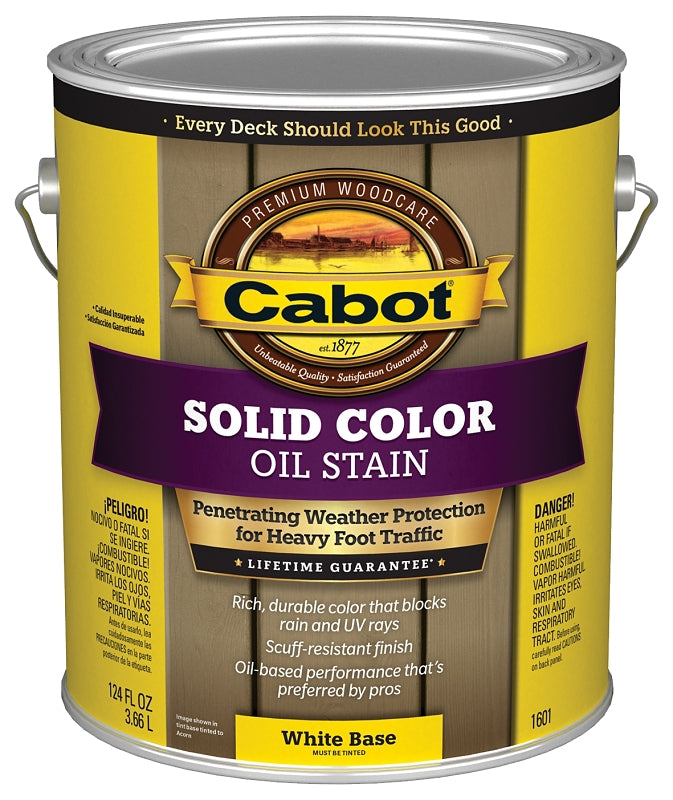 Cabot 140.0001601.007 Decking Stain, Opaque, White, Liquid, 1 gal