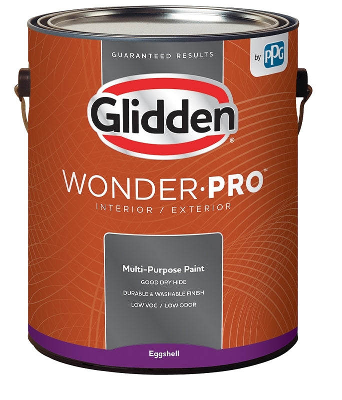 Glidden Wonder-Pro GLWP31WB/01 Interior/Exterior Paint, Eggshell Sheen, Pastel Base/White, 1 gal