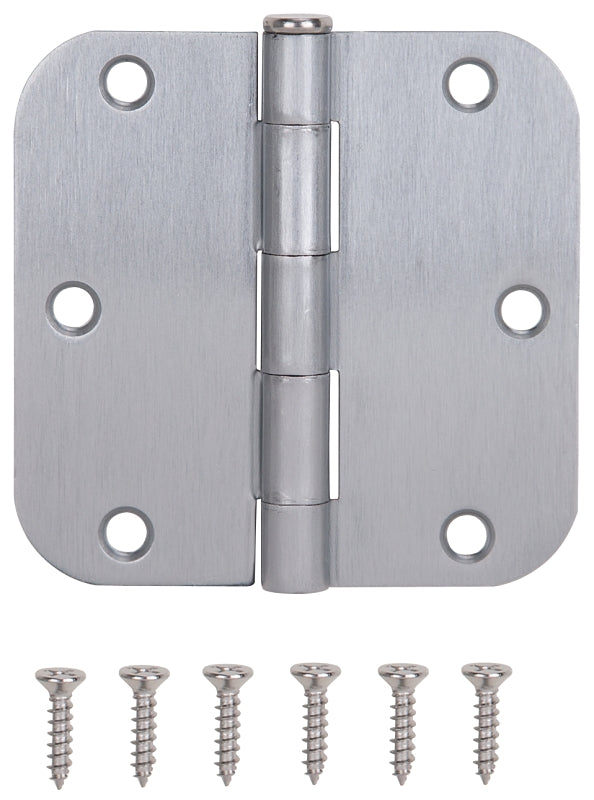 ProSource 20347SCX Door Hinge, Steel, Satin Chrome, Loose Pin, 180 deg Range of Motion, Screw Mounting