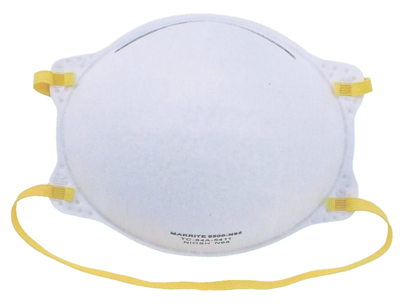 Makrite N95 Series 9500-N95 Disposable Particulate Respirator, N95 Filter Class, Polyester/Polypropylene Facepiece