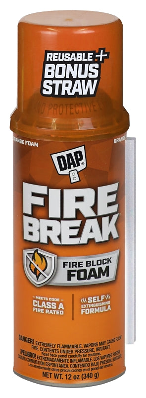 Touch 'n Foam Fire Break 4004501212 Flame Resistant Sealant, Amber, 60 to 100 deg F, 12 oz Can