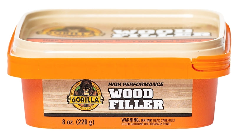 Gorilla 107084 Wood Filler, Liquid Paste, Odorless to Mild, Tan, 8 oz Tub