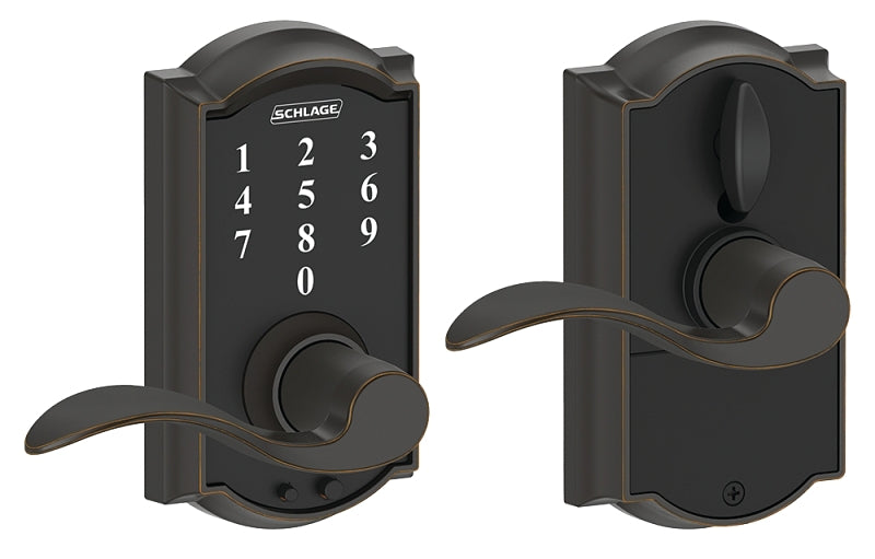 Schlage FE Series FE695VCAMXACC716 Keypad Lock, Wave Design, Aged Bronze, Residential, Grade 2 Grade, Metal, Yes