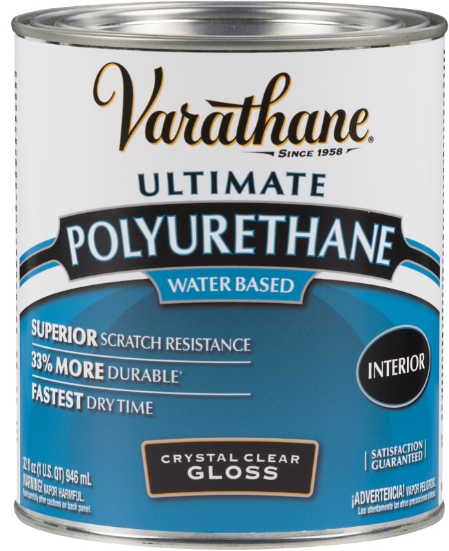 Rust-Oleum 200041H Polyurethane, Gloss, Liquid, Crystal Clear, 1 qt, Can