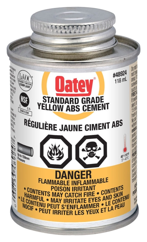 Oatey 31540 Pipe Cement, Liquid, Yellow, 118 mL