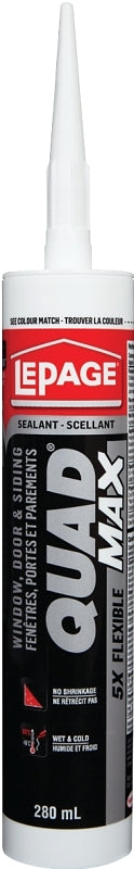 LePage Quad 1869817 Sealant, Black, 24 hr Curing, 18 to 60 deg C, 280 mL Cartridge