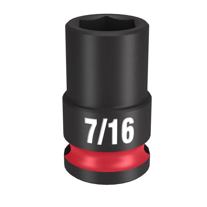 Milwaukee SHOCKWAVE Impact Duty Series 49-66-6105 Shallow Impact Socket, 7/16 in Socket, 3/8 in Drive, Square Drive