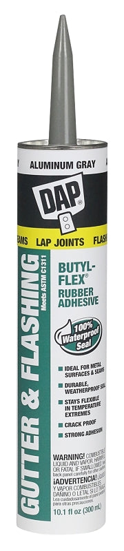 DAP Butyl-Flex 18188 Gutter and Flashing Sealant, Gray, Paste, 10.1 fl-oz Cartridge