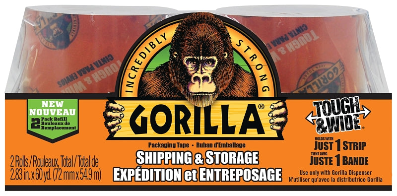 Gorilla 6130402 Packaging Tape, 30 yd L, 3 in W, Clear