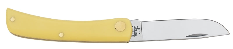 CASE 00032 Pocket Knife, 2.8 in L Blade, Chrome Vanadium Steel Blade, 1-Blade, Yellow Handle