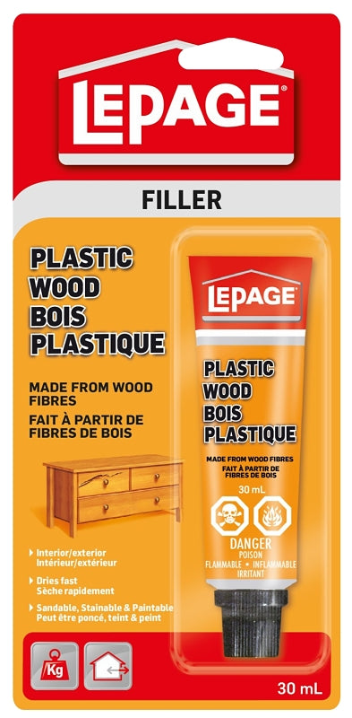 LePage Plastic Wood 1980356 Wood Filler, Liquid, Acetone, Creamy, 30 mL Tube