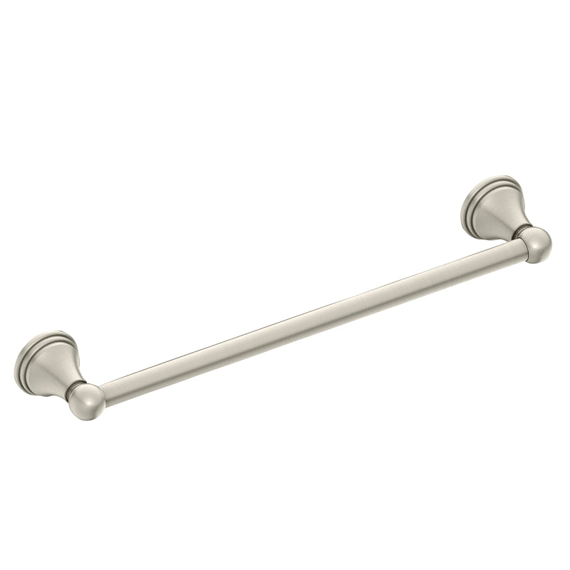 Moen DN8418BN Towel Bar, 18 in L Rod, Aluminum, Brushed Nickel, Surface Mounting