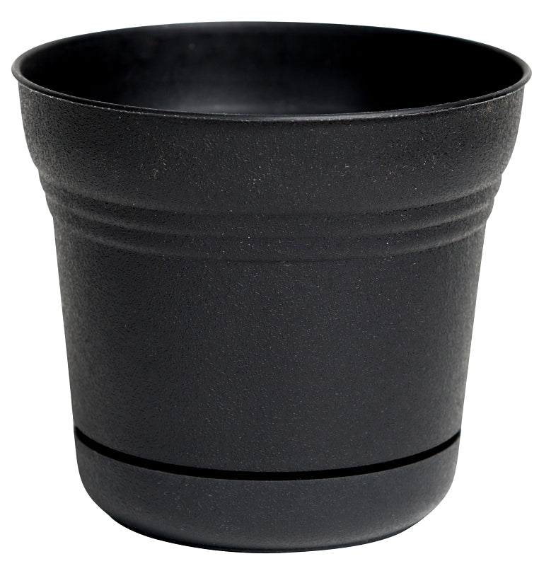 Bloem Saturn SP0700 Planter, 7.3 in Dia, Round, Plastic, Black, Matte