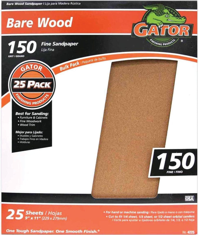 Gator 3274 Sanding Sheet, 11 in L, 9 in W, 150 Grit, Garnet Abrasive