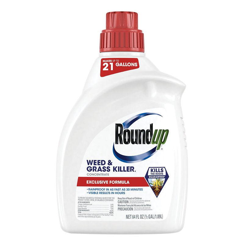 Roundup 5376506 Concentrate Plus Weed and Grass Killer, Liquid, 0.5 gal