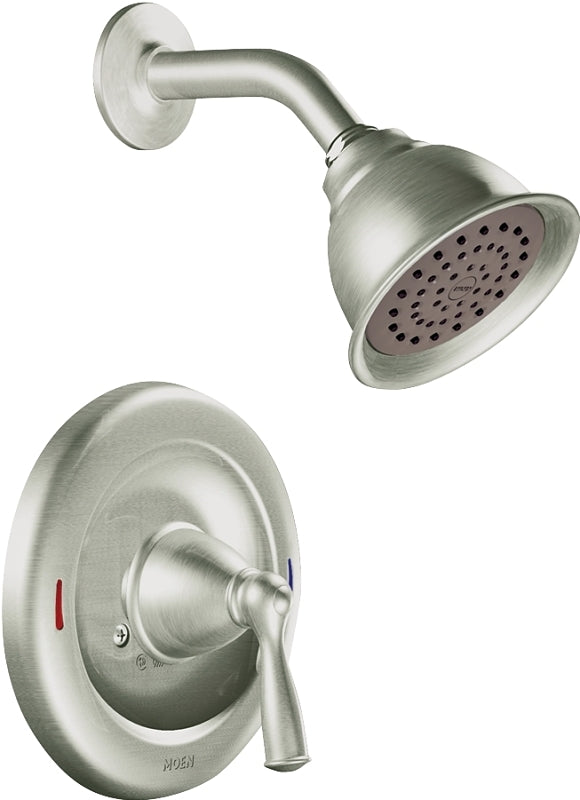 Moen 82912SRN Shower Faucet, 1.75 gpm, 4 in Showerhead, Metal, Brushed Nickel, Lever Handle, 1-Handle