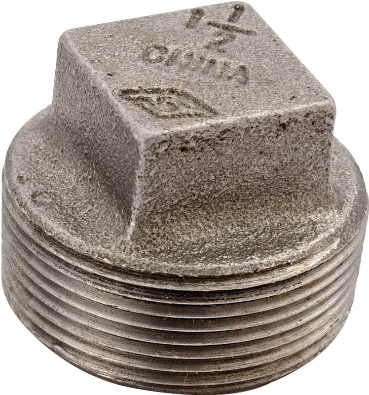 Prosource 31-3/8B Pipe Plug, 3/8 in, MPT, Square Head, Malleable Iron, SCH 40 Schedule