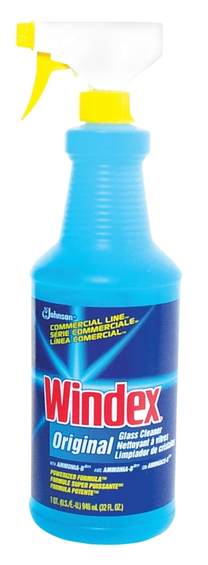 Windex 08521 Glass Cleaner, 32 oz Bottle, Liquid, Pleasant, Blue