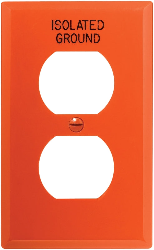 Eaton IG5132RN-BOX Receptacle Wallplate, 4-1/2 in L, 7 in W, 1-Gang, Nylon, Orange, Flush