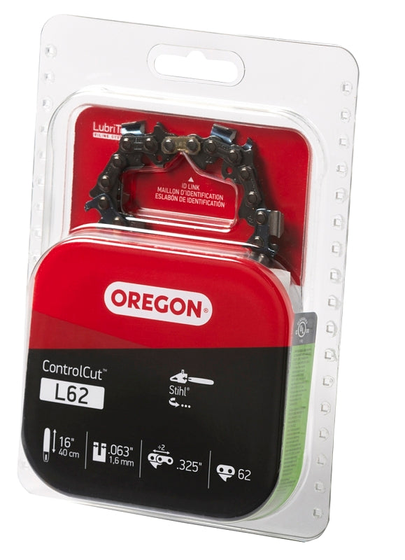 Oregon ControlCut L62 Chainsaw Chain, 22BPX Chain, 16 in L Bar, 0.325 in TPI/Pitch, 62-Link