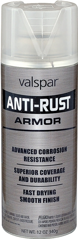 Valspar Armor 044.0021955.076 Rust Preventative Spray Paint, Gloss, Clear, 16 oz, Can