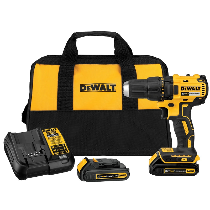 DeWALT DCD777C2 Drill/Driver Kit, Battery Included, 20 V, 1/2 in Chuck, Ratcheting Chuck