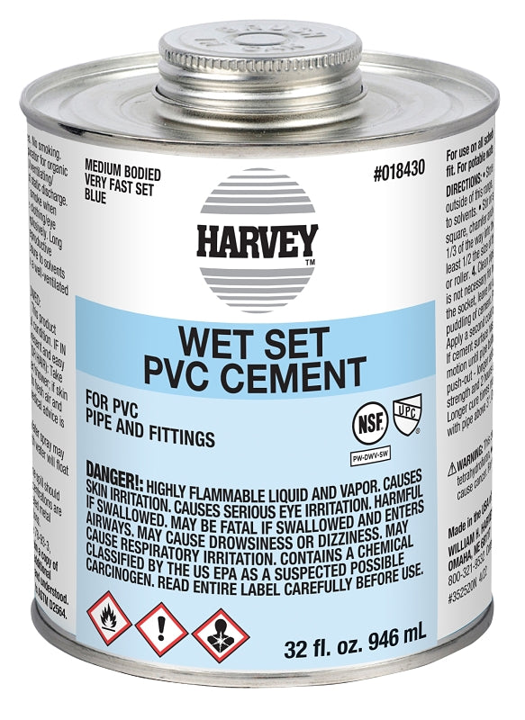 Harvey 018430-12 Solvent Cement, 32 oz Can, Liquid, Blue