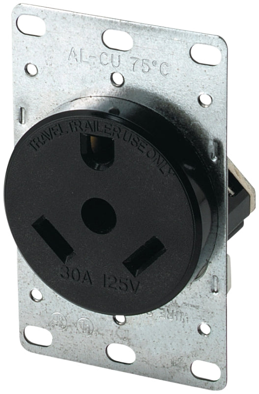 Eaton Cooper Wiring 1263-BOX Power Receptacle, 2 -Pole, 125 V, 30 A, NEMA: NEMA TT-30R, Brown