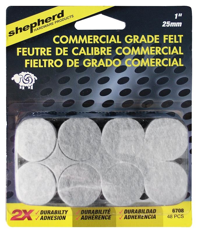 Shepherd Hardware 6708 Protective Pad, Felt, Beige, 1 in Dia, Round