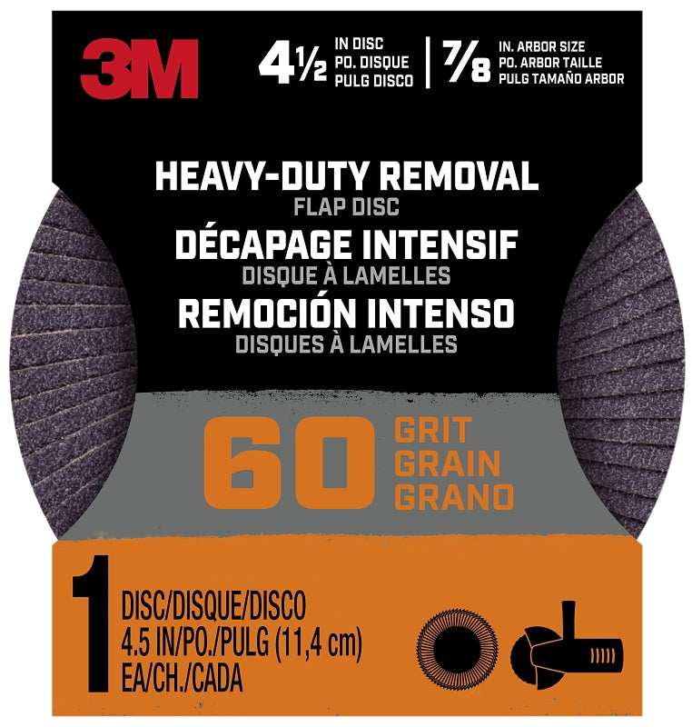 3M Hookit 27421-60 Flap Grinding Disc, 4-1/2 in Dia, 60 Grit, 8-Hole