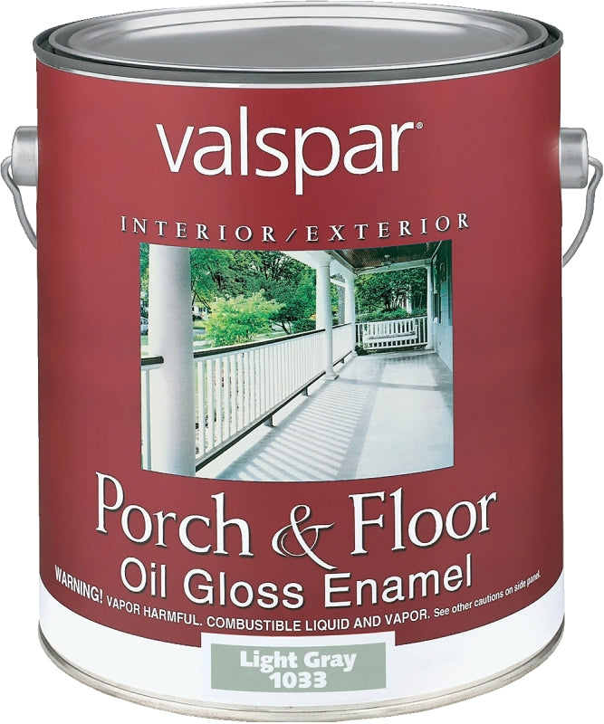 Valspar 027.0001033.007 Porch and Floor Enamel Paint, High-Gloss, Light Gray, 1 gal