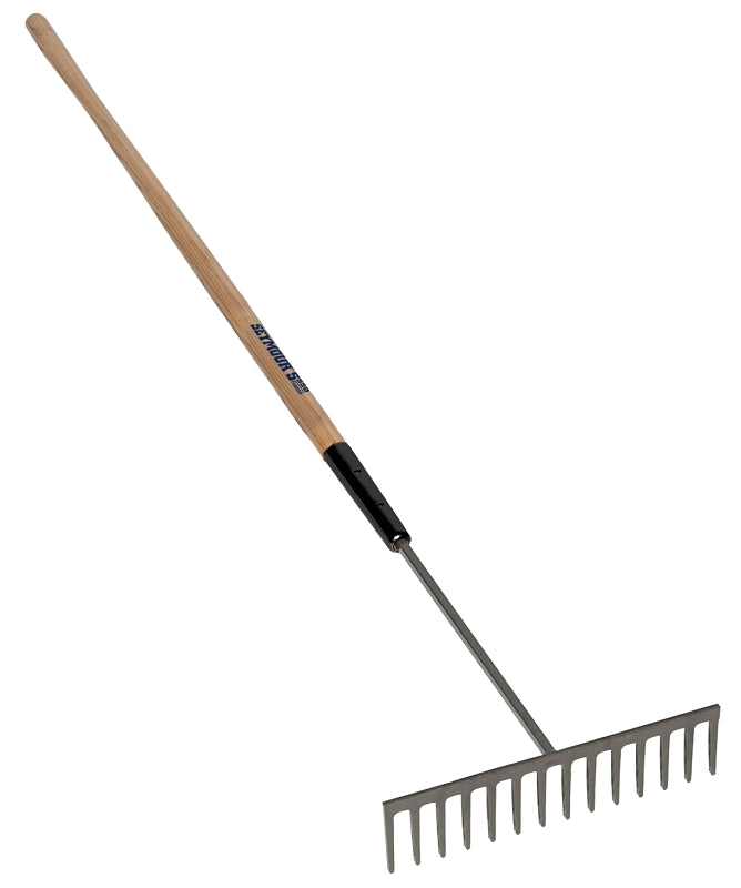 Seymour 63128 Asphalt Rake, 78 in OAL, 4 in L Tine, 14-Tine, Hardwood Handle