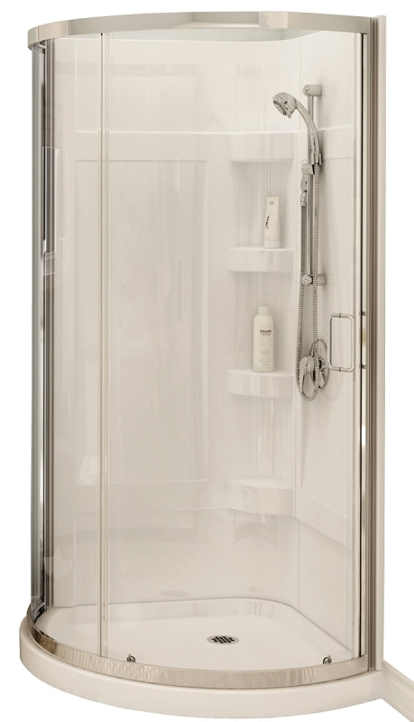 MAAX Cyrene 300001-000-001-102 Shower Kit, 34 in L, 34 in W, 76 in H, Acrylic, Chrome, Glue Up Installation, Round