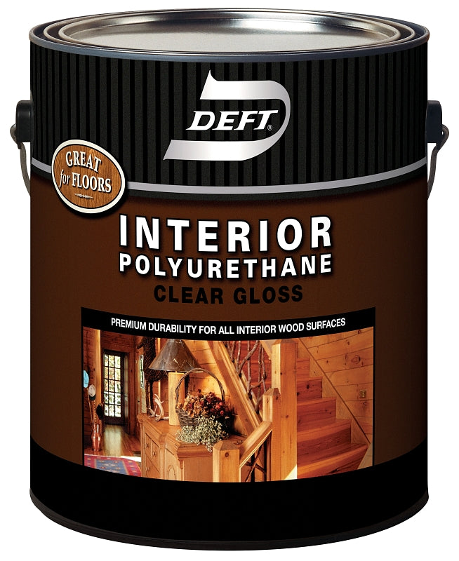 Deft 221-01 Polyurethane, Gloss, Liquid, Amber, 1 gal, Can