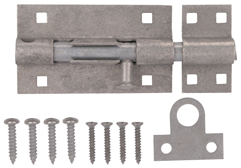 ProSource 33305MGS-PS Padlockable Barrel Bolt, 0.31 Dia in Bolt Head, 6 in L Bolt, Galvanized Steel