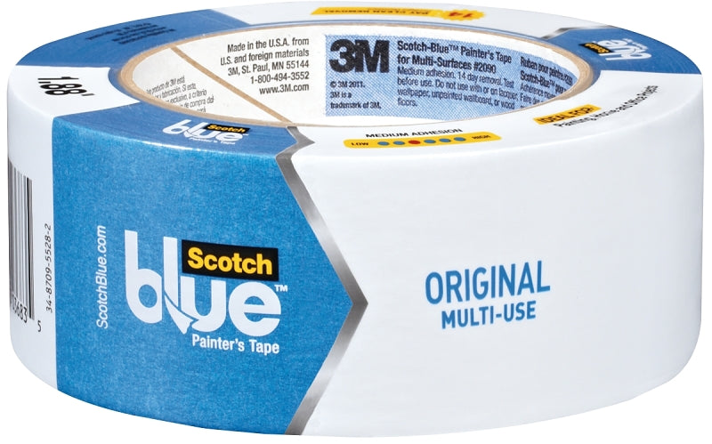 ScotchBlue 2090-48A Painter's Tape, 60 yd L, 1.88 in W, Crepe Paper Backing, Blue