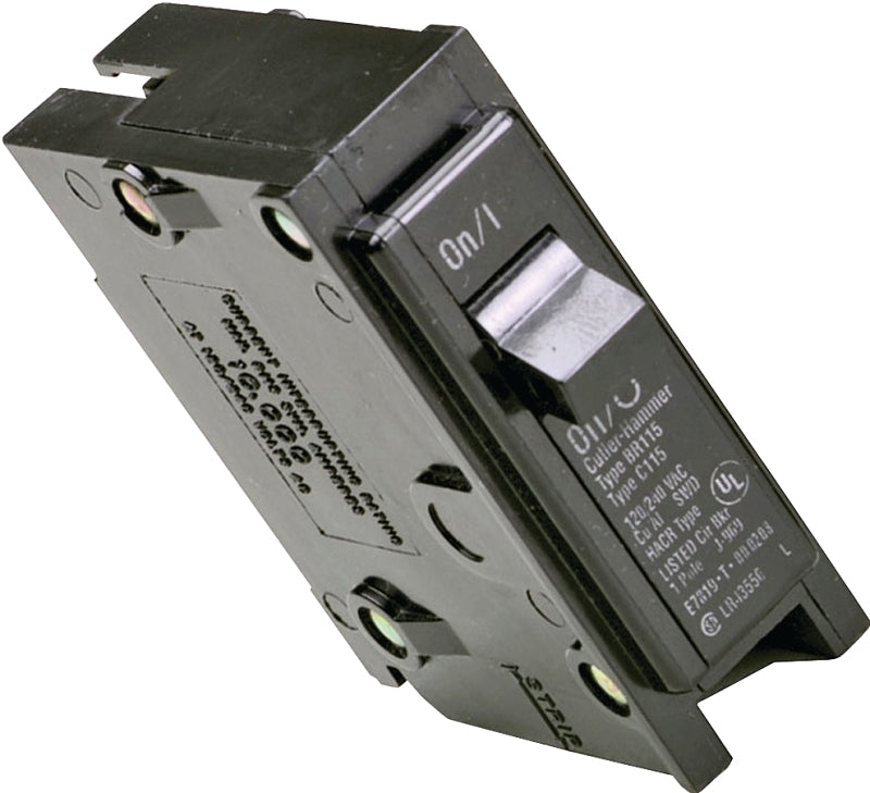 Cutler-Hammer BR115 Circuit Breaker, Mini, Type BR, 15 A, 1 -Pole, 120/240 V, Plug Mounting