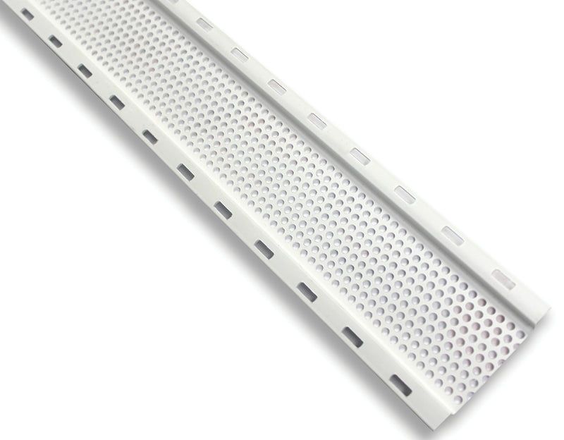 Duraflo 648FTWH Soffit Strip Vent, 8 ft L, 2 in W, 69 sq-in Net Free Ventilating Area, Plastic, White