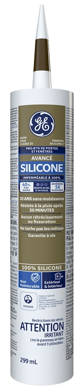 GE Silicone II SE2186 Window and Door Sealant, Brown, 299 mL