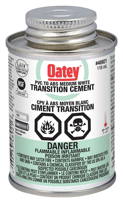 Oatey 31532 Transition Cement, Liquid, White, 118 mL