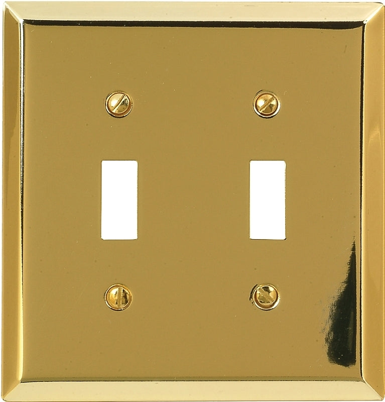 Amerelle 163TTBR Wallplate, 4-15/16 in L, 4-9/16 in W, 2 -Gang, Steel, Polished Brass