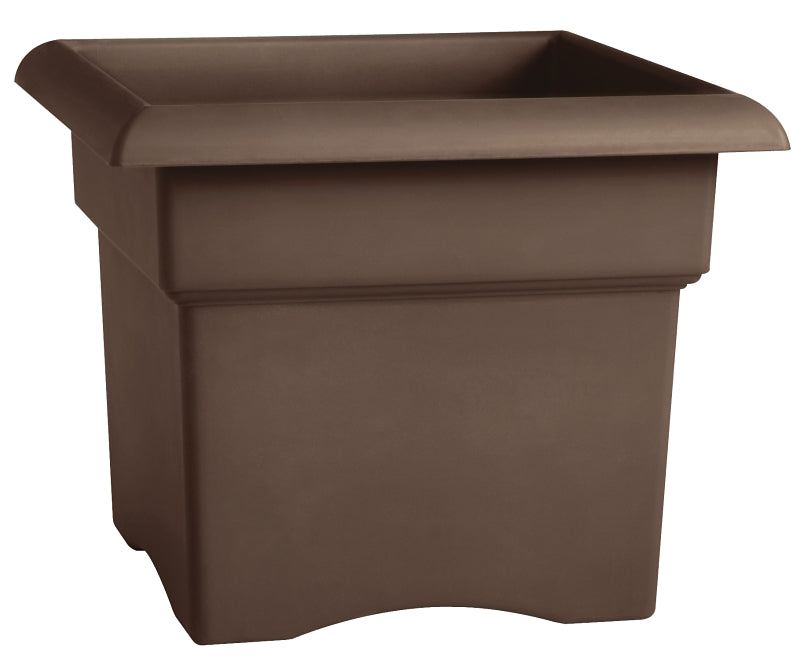 Bloem 457185-1001 Deck Box Planter, 18 in W, Round, Veranda Design, Plastic, Charcoal