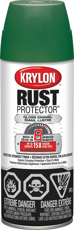 Krylon Rust Protector 469044000 Rust Preventative Spray Paint, Gloss, Field Green, 12 oz, Can