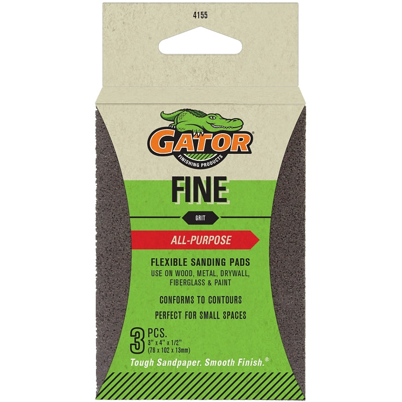 Gator 4155 Sanding Pad, 4 in L, 3 in W, 150 Grit, Fine, Aluminum Oxide Abrasive