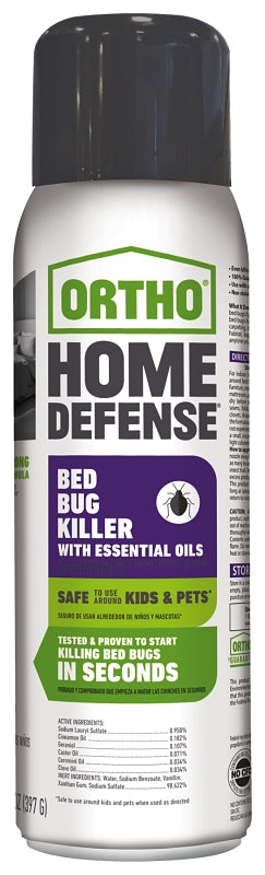 Ortho Home Defense 0202712 Bed Bug Killer, Liquid, Spray Application, Indoor, Outdoor, 14 oz Aerosol Can