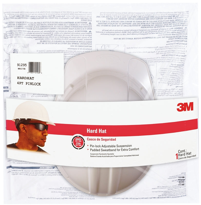 3M CHH-P-W12 Hard Hat, 4-Point Suspension, Polyethylene Shell, White, Class: C, E, G