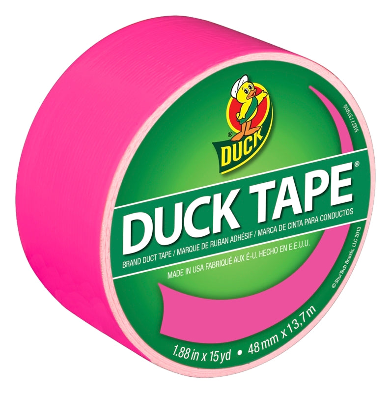 Duck 1265016 Duct Tape, 15 yd L, 1.88 in W, Vinyl Backing, Neon Pink